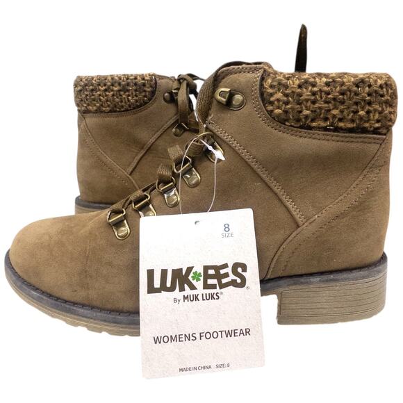 Muk Luks Hiker Denali Boots Women's size 8 Knit Collar Ankle Boots - Picture 1 of 7